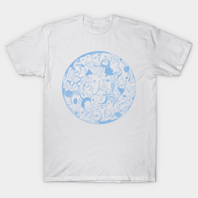 Light Blue Many Faces T-Shirt by kenallouis